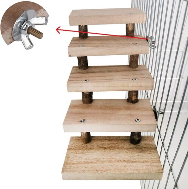 TeTupGa Natural Wooden Hamster Pet Cage Bird Platform Parrot Toy Climbing 5 Layers stair Ladder Accessories Bridge Springboard Training Tool - Image 4