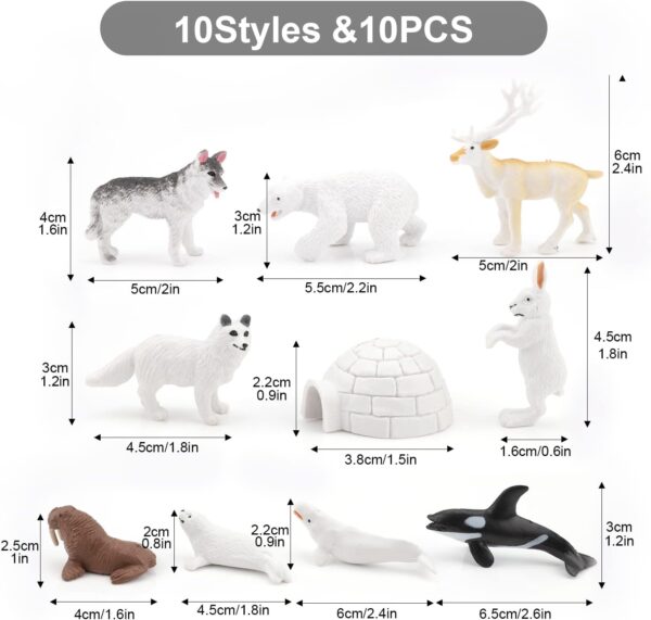 Gukasxi 10Pcs Polar Animals Figurines with Igloo for Kids Realistic Arctic Animal Figures Toy Playset Arctic Fox Cake Topper Toy Gift for Birthday Baby Shower Christmas Party Decoration Supplies - Image 2