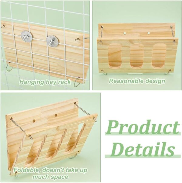 FINGERINSPIRE Rabbit Hay Feeder Natural Wooden Hay Holder Rectangle Bunny Food Manger Wood Hay Manger Rack Grass Holder Cage Feeder Small Animal Pet Supplies for Hamsters Guinea Pig Bunny Chinchilla - Image 4