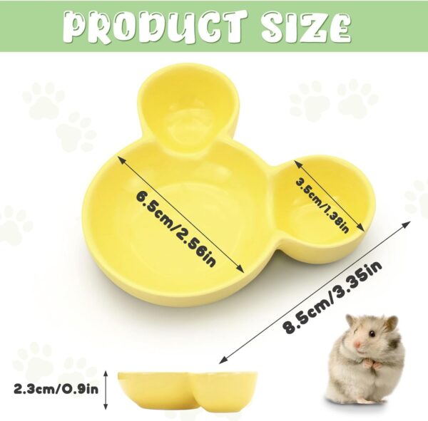 LuckyOpt Hamster Food Bowl, Cute Mouse Shape Ceramic Hamster Water Bowl Easy to Clean, Guinea Pig Bowl Feeding Dish for Small Animals, Hedgehog, Squirrels, Rodents, Sugar Glider (Yellow) - Image 3