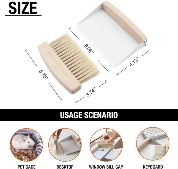 SanmooAio Small Pet Cage Cleaner Kit/Bedding Cages Cleaning Supplies for Guinea Pigs,Cats,Hedgehogs,Hamsters,Chinchillas,Rabbits,Reptiles,and Other Small Animals-Mini Dustpan and Brush - Image 8