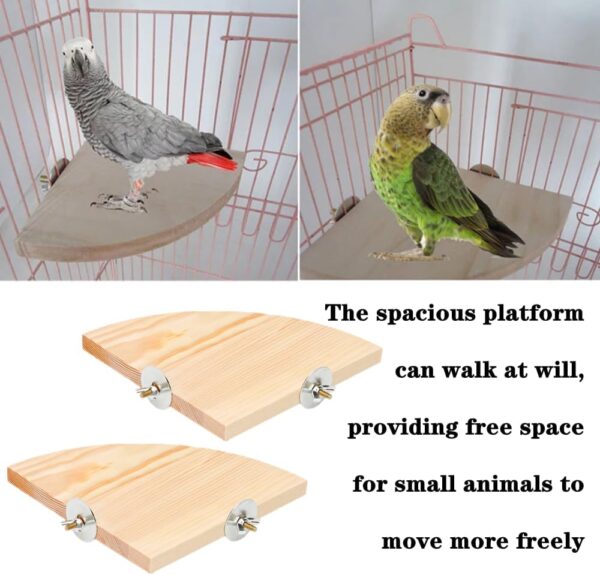 Zhouocea 2 PCS Bird Wood Platform Durable Pet Platform Pet Perch Parrot Perch Fan Shaped Bird Perches Climbing Platform Bird Cage Accessories for Small Animals - Image 6