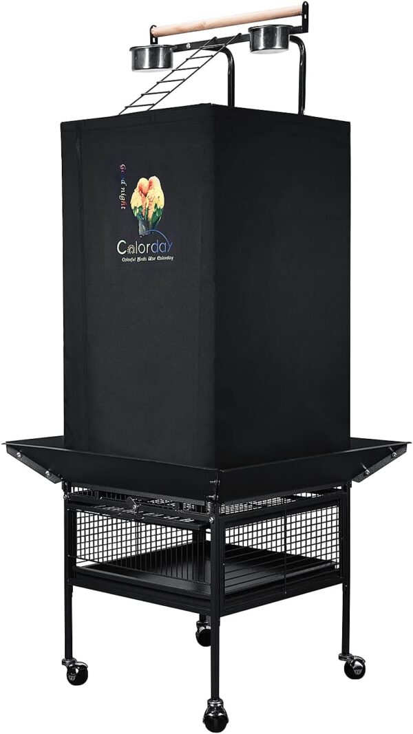 Colorday Good Night Bird Cage Cover for Large Bird Cage with Play Top (61", Black) - Image 2