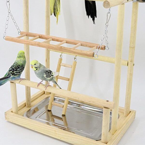 Holzsammlung Bird Playground, Wooden Parrot Stand Bird Play Stand, Parrot Perch Stand with Ladder, Bird Play Gym Toy Cage Accessories for Small Middle Parakeets Cockatiels Finches Budgie Lovebirds - Image 5