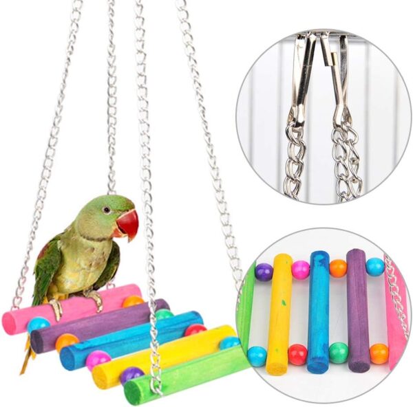 Gwotfy Budgie Toys, Bird Swing, Bird Parrot Toys, 2 Packs Bird Swing Toy, Pet Bird Parrot Parakeet Budgie Cockatiel Cage Hammock Swing Toy - Image 3