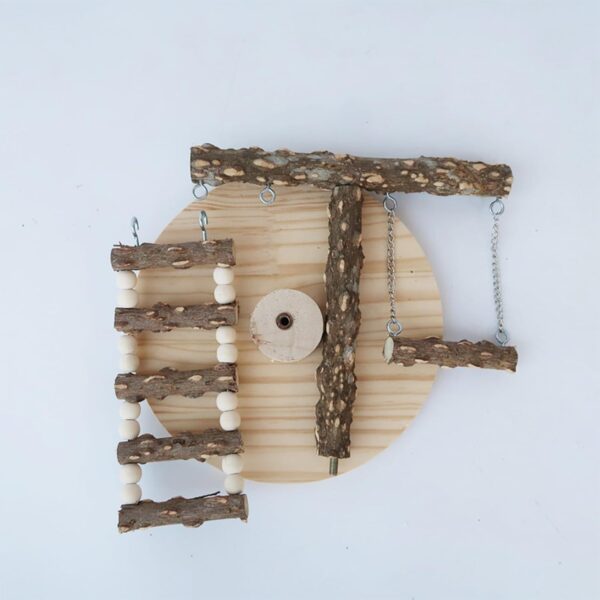 Vokowin Bird Playground Simple Stand Bridge Swing Climbing Wooden Training Ladder Toy For Bird Funfair Bird Perch Stand For Cage Play Stand Exercise Toys Cage Accessories Playgym (K383-1) - Image 3