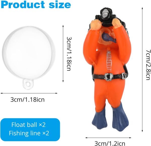 cobee Diver Aquarium Decorations, 2PCS Floating Fish Tank Decor Aquarium Diver with Floating Device Diver Figurines Cartoon Aquarium Ornament Fish Playmate Fish Tank Accessories - Image 3