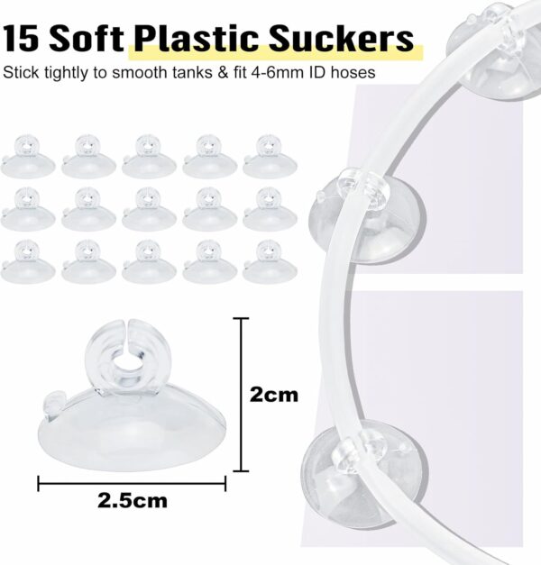48 Piece Air Pump Accessories Aquarium Accessories incl. 6M Transparent Silicone Hose Oxygen Stone Check Valves Suction Cups Regulator Valve and Y/T/L/I Shape Connector Standard Aquarium Accessories - Image 3
