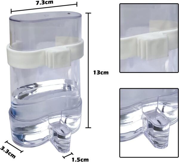 HIXNUG 2Pcs Automatic Water Feeder Bird Cage Water Dispenser Automatic Bird Feeder Hanging in Birds Cage Parrot Cage Accessories for Cockatiel Lovebirds - Image 2