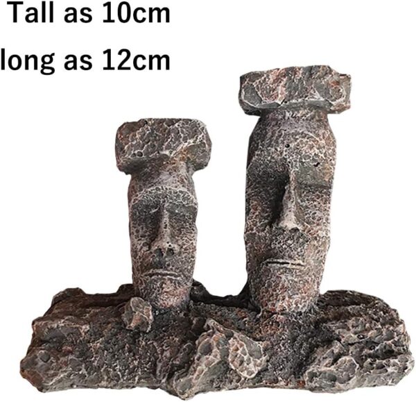 Air Stone Fish Tank Decorations Aquarium Decoration Small Size Ornaments Accessories Fish Hides Easter Island Moai Statues (Grey) - Image 6