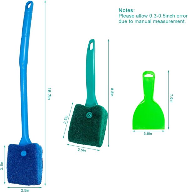 4 Pcs Double Sided Aquarium Fish Tank Sponge Cleaning Brush, Long Handle Fish Tank Algae Cleaner Aquarium Algae Scraper for Glass Aquariums (6 PCS) - Image 2
