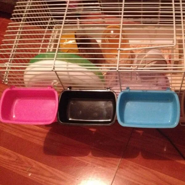 Small Animal Water Food for Case with Hooks Cage Hook Cup Bowl Rectangle for Bird Hamster Parrot - Image 7