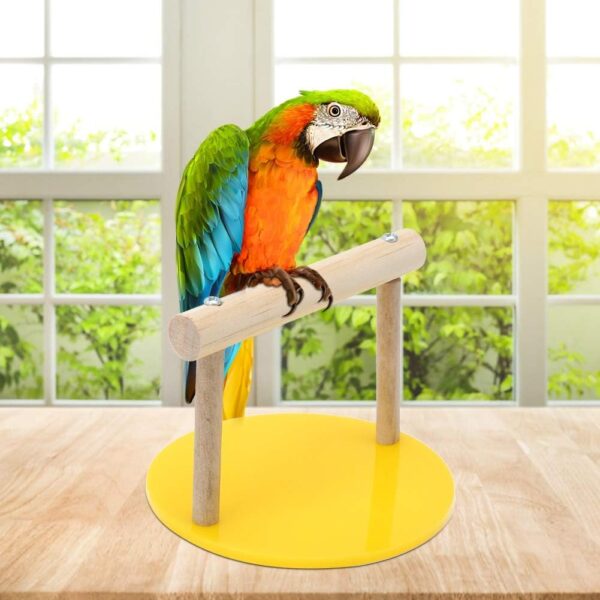 Bird Play Stands Wooden Tabletop Parrot Perch Shelf Portable Training Playground Parrot Chewing Biting Toy Bird Cage Accessories for Small Medium Birds - Image 4