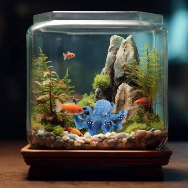 Voyyphixa Octopus Aquarium Decorations Glow Fish Tank Decorations Aquarium Accessories for All Kinds of Fish and Aquatic Pets Resin Decorative Octopus Sculpture Garden Decor Ornaments (Blue Octopus) - Image 3