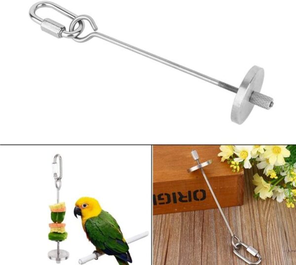 Wudong 2 Pcs Parrot Skewer,Stainless Steel Vegetable Fruit Stick Hanging Holder Birds Foraging Toy Spear Feeder for Bird Cage Accessories - Image 2