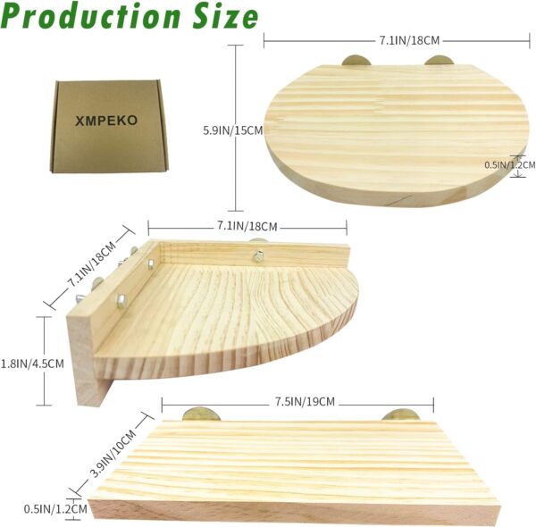 3PCS Hamster Wooden Platform Perch Stand, Natural Bird Budgie Toys and Accessories, Parrot Cage Perch for Chinchilla Mouse Rat Dwarf Hamster Small Animals - Box Packaging - Image 3