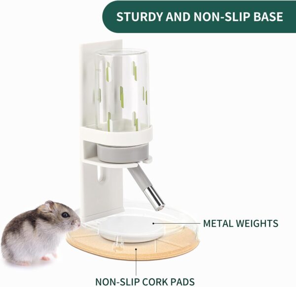 Marchul Hamster Water Bottle for Glass Tank, No Drip Guinea Pig Water Bottle with Stand/Holder Adjustable, Small Animal Water Bottles for Hamsters Leak-Proof (White,120ml) - Image 3