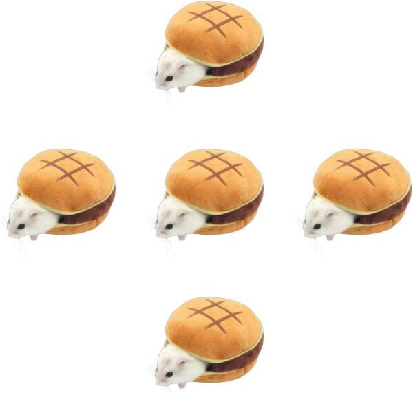 Saiyana Pet Supplies,Hamster Warm Bed House Hamburger Design for Small Animals Cage Accessories for Small Guinea Pigs Junior Chipmunks - Image 2