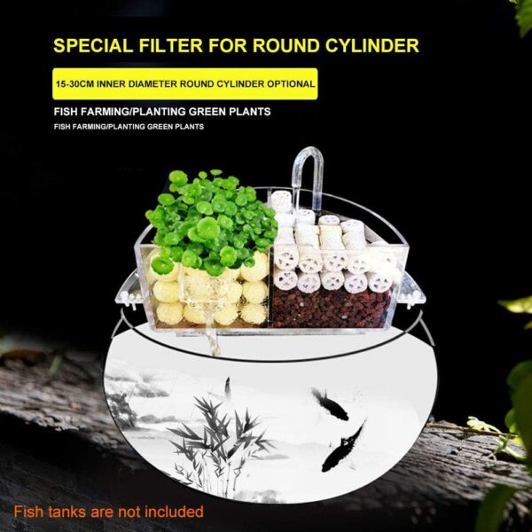 External Hanging Aquarium Filter Box, 3 In 1 Acrylic Fish Tank Clear Increase Oxygen Toolk, Air Driven Bio Sponge Fish Tank Case Accessories(size:S) - Image 3