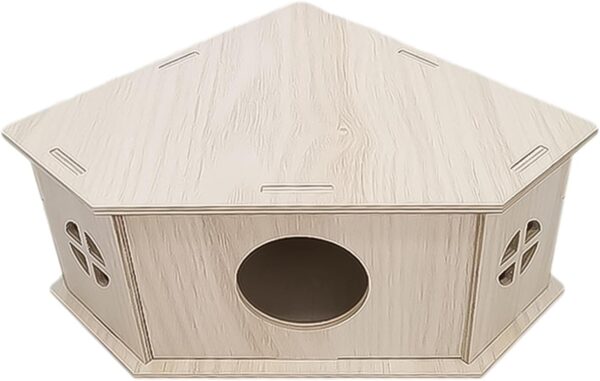 Gomice Hamster Habitat Hut - Small Animal Habitat | Hamster House, Wooden Playground Hide Hut, Hamster Habitat Cage Natural Wooden Pet Supplies for Gerbils, Rabbits, Guinea Pigs - Image 8