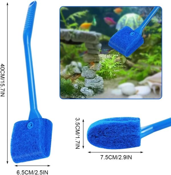 flintronic 2PCS Aquarium Fish Tank Cleaning Sponge Brush, Double Sided Fish Tank Aquarium Cleaning Sponge, Reusable Scrubbing Brush, Total 40CM Long Cleaning Brush For Tank - Image 2