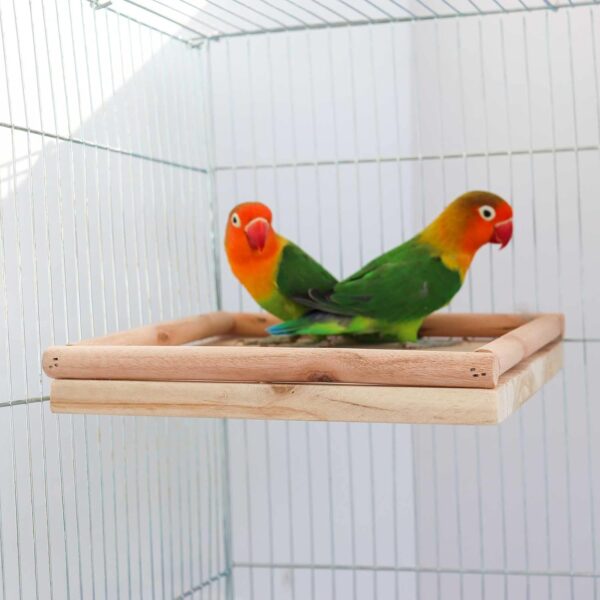 Parrot Bird Perch Stand, Bird Platform Toy, Natural Wooden Bird Cage Stand Pole Accessories, Paw Grinding Standing Climbing Perch for Birds Parrots Rats Parakeets Budgies Love Birds 20 × 20 CM - Image 3