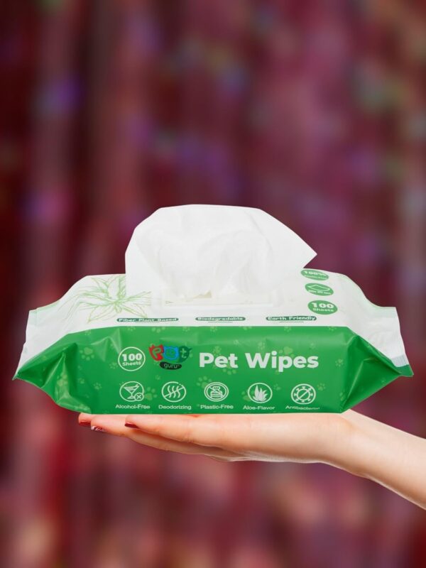 Pet Guru® Dogs & Cats 100% Plastic Free Biodegradable Multi-Purpose Cleaning Pet Wipes Fiber Plant Based Alcohal Free Pet Wipes (100 Wipes, Unscented) - Image 7