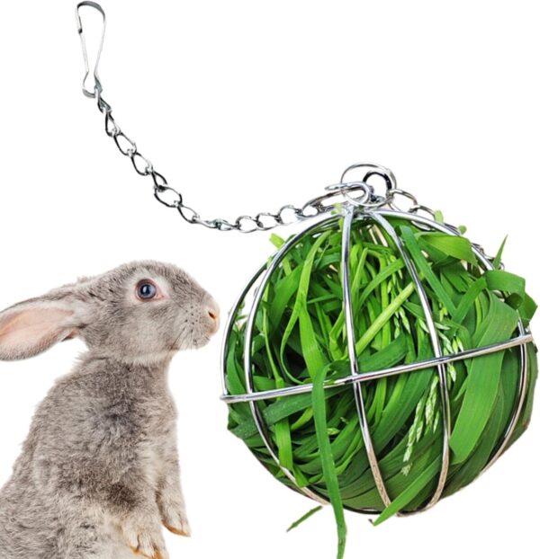 Uhngw Bunny Hay Feeder Ball | Stainless Steel Bunny Grass Sphere Play Chew Toy | Hay Dispenser for Bunny Hamster Chinchilla Small Animals, Pet Supplies - Image 9