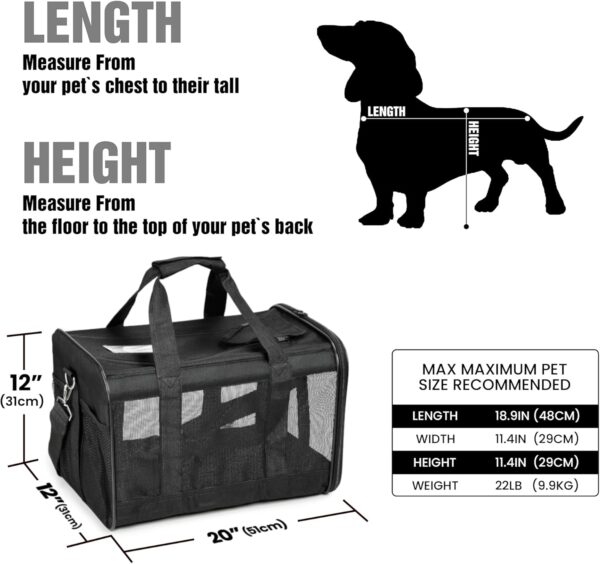 HITSLAM Pet Carrier Dog Carrier Soft Sided Pet Travel Carrier for Cats, Small dogs, Kittens or Puppies, Collapsible, Durable, Travel Friendly Black (L) - Image 2