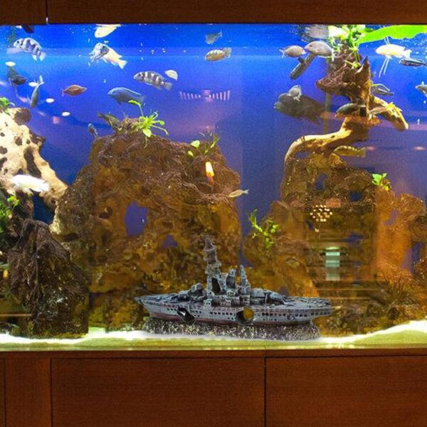 YOYIAG Fish Tank Aquarium Shipwreck Decoration Resin Aquarium Sunken Ship Ornament Fish Tank Aquarium Shipwreck Decoration Fish Tank Accessory, Simulation Shipwreck Ornament for Aquarium, Fish Tank - Image 5