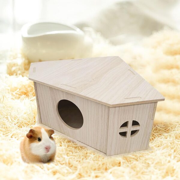 Gomice Hamster Habitat Hut - Small Animal Habitat | Hamster House, Wooden Playground Hide Hut, Hamster Habitat Cage Natural Wooden Pet Supplies for Gerbils, Rabbits, Guinea Pigs - Image 6