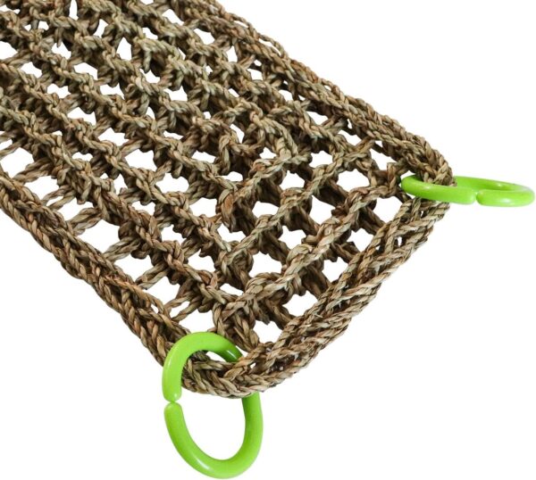 100 x 18 CM Bird Seagrass Mat, Natural Seagrass Woven Net, Bird Hammock Mat with Hooks, Bird Cage Accessories, Climbing Rope Ladder Chew Toys for Cockatiel Hamster Guinea Pig Rats Hamster Parakeet - Image 5