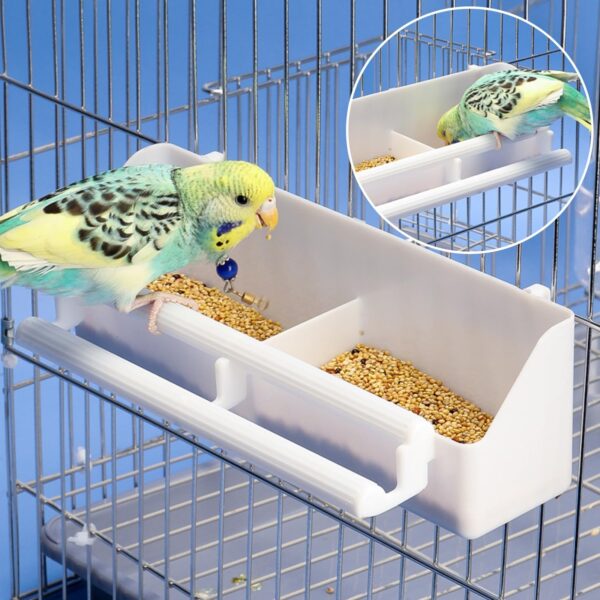 AOVNA 2Pcs Bird Cage Feeder Plastic Bird Food Bowl Bird Hanging Bowl with Compartment Bird Water Cage Accessories for Small Birds Pigeons Parakeet Canary Sparrow Cage Bowl - Image 3