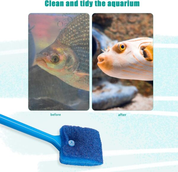 4 Pcs Double Sided Aquarium Fish Tank Sponge Cleaning Brush, Long Handle Fish Tank Algae Cleaner Aquarium Algae Scraper for Glass Aquariums (6 PCS) - Image 6