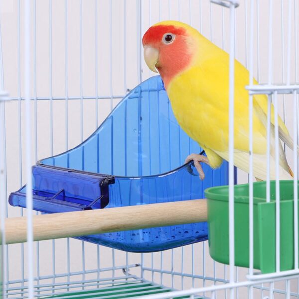 Bird Bath for Cage Bird Bath Box Bird Bath Tub Bird Box Parrot Bath Tub Shower Box Bird Cage Accessory Supplies for Little Bird Canary Budgerigar Parrots Crested Myna Cockatiel Lovebird Blue (blue) - Image 7