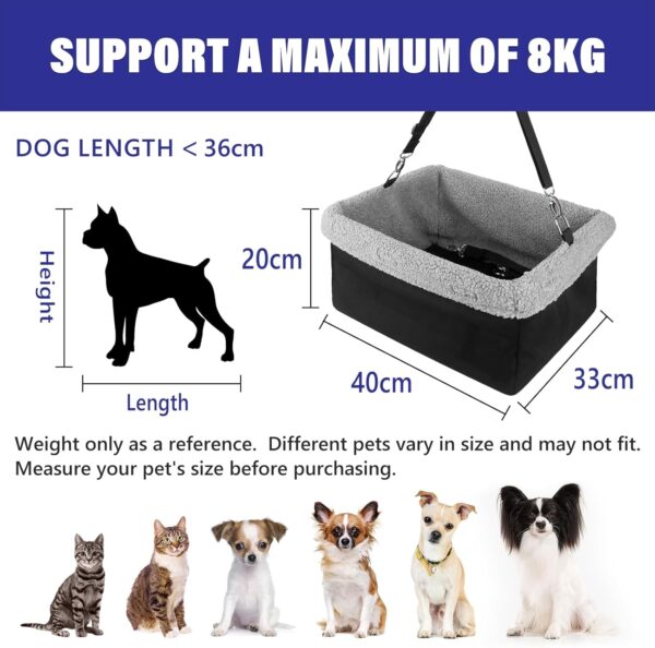 Dog Booster Car Seat, for Small and Medium Pets Up to 8kg, with Clip On Safety Lead, Elevated Pet Booster Seat - Image 6