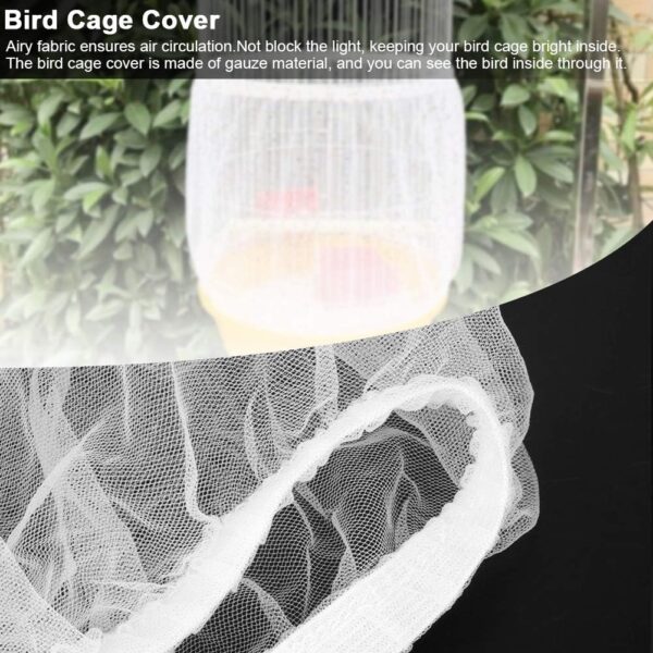 Bird Cage Seed Catcher Seeds Guard Parrot Birdcage Airy Mesh Net Cover Stretchy Shell Skirt Bird Cage Accessory(Medium Size) - Image 2