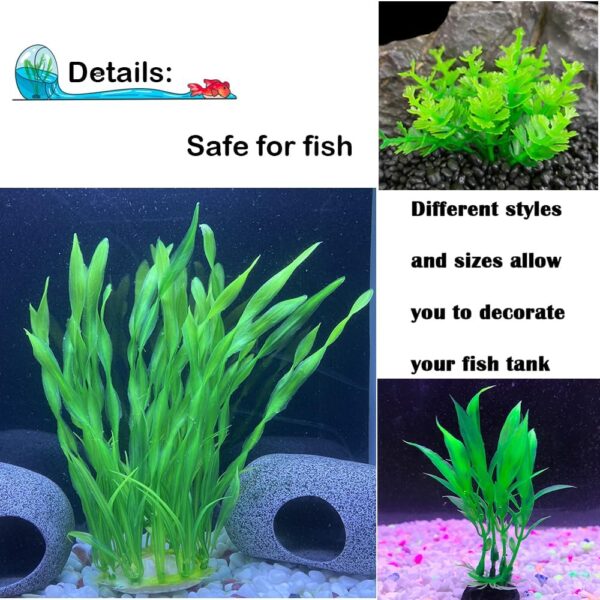 Aquarium Plants, 25pcs Fish Tank Decor Green Plants Artificial Aquarium Decorations Plastic Plants for Aquarium Simulation - Image 5