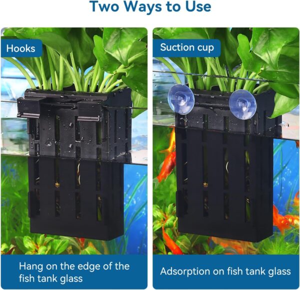 Upgraded Aquarium Plant Holder with Hooks and Suction Cups for Fish Tank Aquaponic Plants Cultivation and Aquascape Decorations (Black) - Image 4