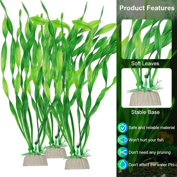 Aquarium Fish Tank Decorations, 16 Pcs Blue Tree & Green Seaweed & Shipwreck Decor Ship Ornament, Artificial Plastic Plants Set for Betta Fish, Goldfish, Turtle - Image 6