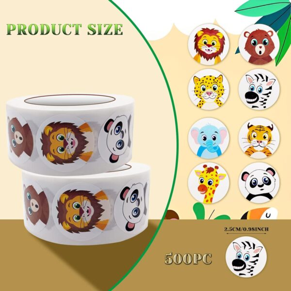 BLMHTWO 500 Pieces Adorable Animal Stickers Round Cute Stickers 8 Designs Small Woodland Animal Tiger Stickers Incentive Stickers for Kids Classroom Supplies Stickers School Teacher (1inch) - Image 2