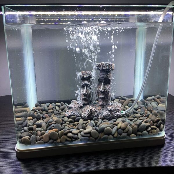 Air Stone Fish Tank Decorations Aquarium Decoration Small Size Ornaments Accessories Fish Hides Easter Island Moai Statues (Grey) - Image 4