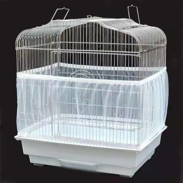 RSYHVG Bird Cage Net Cover Bird Cage Seed Catcher Skirt Stretchy Bird Seed Catcher Bird Cage Ventilate Dustproof Cover (White) - Image 2