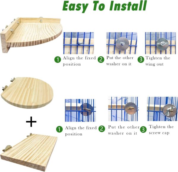 3PCS Hamster Wooden Platform Perch Stand, Natural Bird Budgie Toys and Accessories, Parrot Cage Perch for Chinchilla Mouse Rat Dwarf Hamster Small Animals - Box Packaging - Image 4