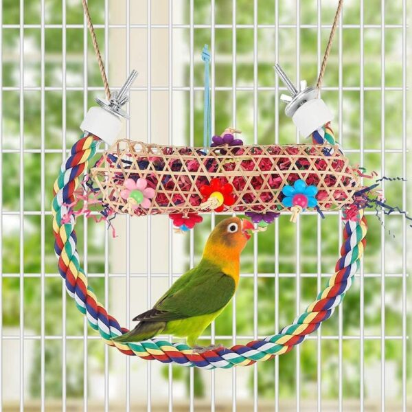 Bird Toys Parakeet Toy Chewing Shredding Foraging Toys Hanging Toy Bird Shredded Paper Bird Cage Accessories Bird Rope Perch for Conure Cockatiel Budgies Lovebird Parrot - Image 4