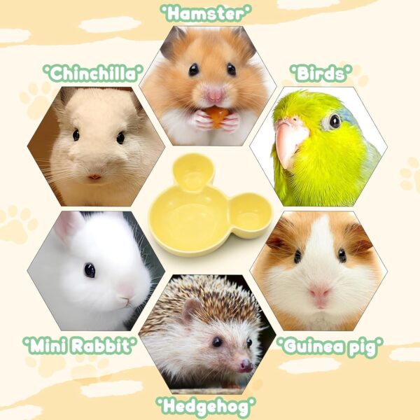 LuckyOpt Hamster Food Bowl, Cute Mouse Shape Ceramic Hamster Water Bowl Easy to Clean, Guinea Pig Bowl Feeding Dish for Small Animals, Hedgehog, Squirrels, Rodents, Sugar Glider (Yellow) - Image 4