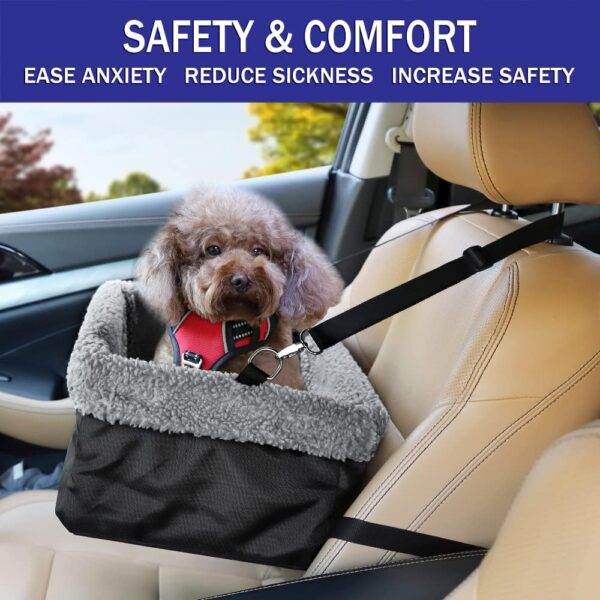 Dog Booster Car Seat, for Small and Medium Pets Up to 8kg, with Clip On Safety Lead, Elevated Pet Booster Seat - Image 4