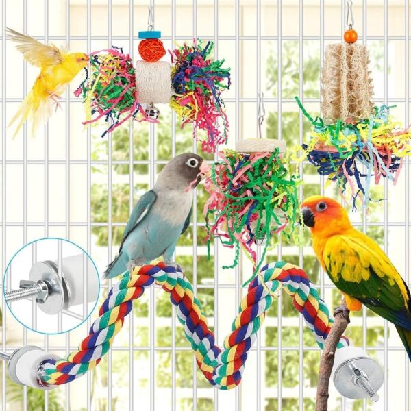 Bird Toys Parakeet Toy Chewing Shredding Foraging Toys Hanging Toy Bird Shredded Paper Bird Cage Accessories Bird Rope Perch for Conure Cockatiel Budgies Lovebird Parrot - Image 3