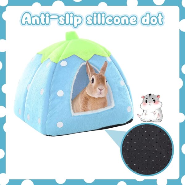 Kuoser Guinea Pig House Hamster Bed, Small Animal Pet Winter House Warm Nest, Non Slip Strawberry Hedgehog House with Removable Pad, Hideout Cage Cave Bed for Chinchilla Ferret Rabbit Gerbil - Image 6