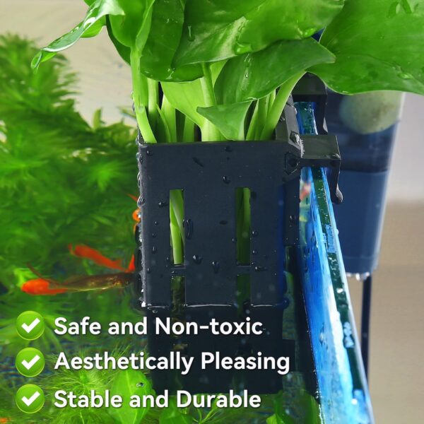 Upgraded Aquarium Plant Holder with Hooks and Suction Cups for Fish Tank Aquaponic Plants Cultivation and Aquascape Decorations (Black) - Image 7